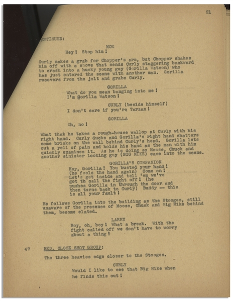 Moe Howard's 30pp. Script Dated May 1946 for The Three Stooges Film ''Fright Night'' Marking the Return of Shemp After Curly's Stroke -- With Annotations in Moe's Hand -- Unbound, Very Good Condition